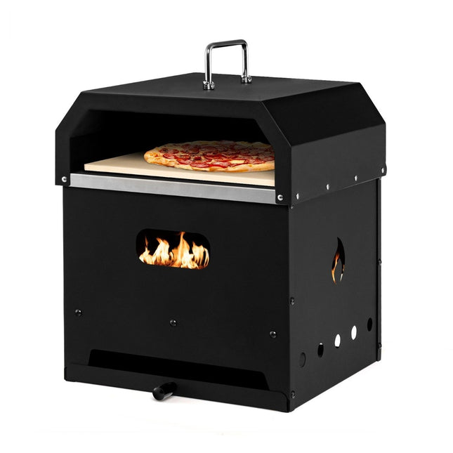 Portable Multi-Purpose 4-in-1 Pizza Oven with Cover & 2 Layer Black