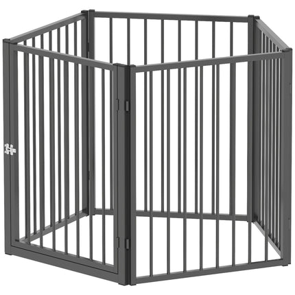 Portable Pet Playpen, 5 Panels, Black Steel Fence