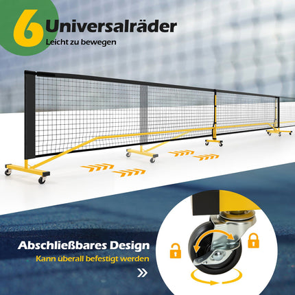 Portable Pickleball Net with Wheels, 6.7m, Metal Frame