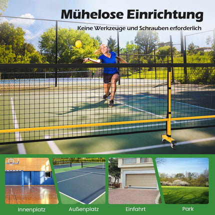 Portable Pickleball Net with Wheels, 6.7m, Metal Frame