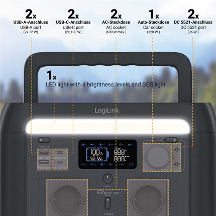 Portable Power Station 600W, 512Wh, Tuya-Compatible