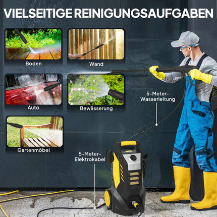 Portable Pressure Washer, 1800W, 135 Bar, Adjustable Nozzle