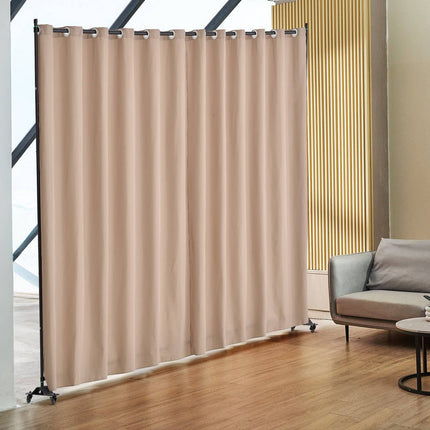 Portable Room Divider Privacy Screen with Wheels, Brown