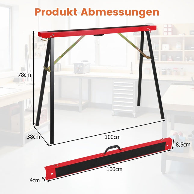 Portable Sawhorse Set, Galvanized Metal, Non-Slip, 375kg Capacity