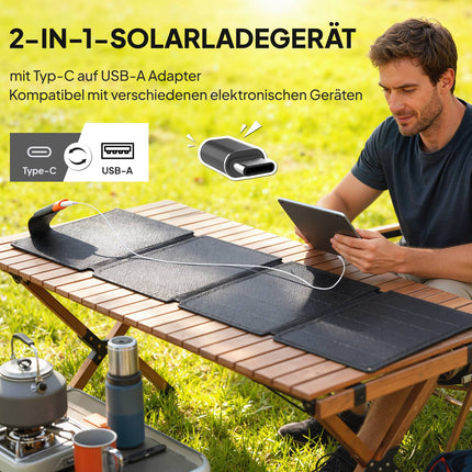 Portable Solar Panel, 36W Fast Charge, Waterproof, Foldable