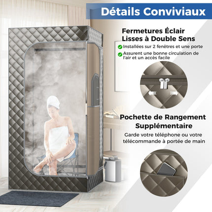 Portable Steam Sauna, 3L 1-Person, Chair, Foot Massager