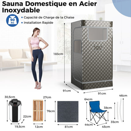 Portable Steam Sauna, 3L 1-Person, Chair, Foot Massager
