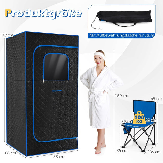 Portable Steam Sauna Box with Chair & Mat – Home Spa