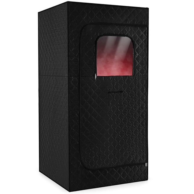 Portable Steam Sauna with Chair & Mat – Black, 88x88x179 cm