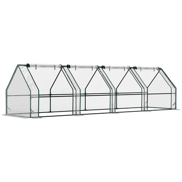 Portable Steel Greenhouse with Zipper Doors, 360x90x90 cm