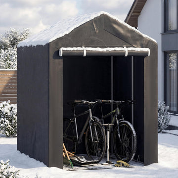 Portable Storage Shed with Roll-Up Door, 6x4x5.5 ft, Dark Gray
