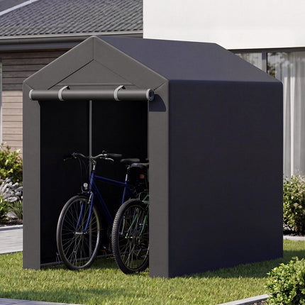 Portable Storage Shed with Roll-Up Door, 6x4x5.5 ft, Dark Gray