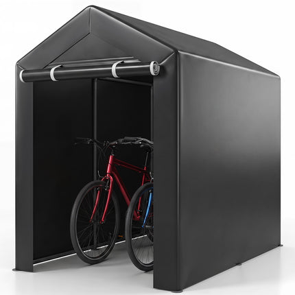Portable Storage Shed with Roll-Up Door, 6x4x5.5 ft, Dark Gray