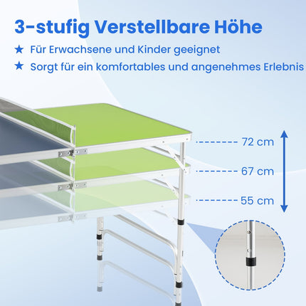 Portable Table Tennis Table Set, 120 x 76 cm, Adjustable Height