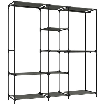 Portable Textile Wardrobe, Black, 182 x 43 x 182 cm
