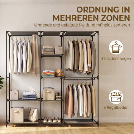 Portable Textile Wardrobe, Black, 182 x 43 x 182 cm