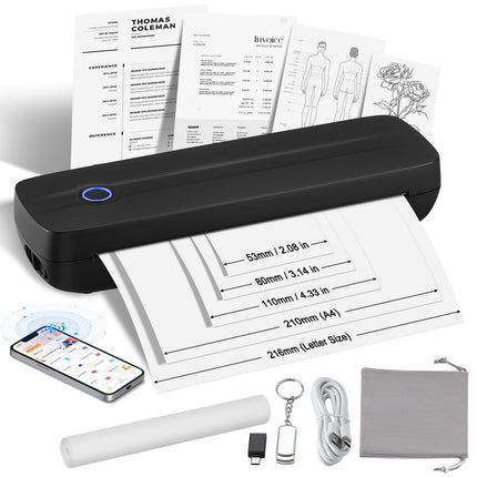 Portable Thermal Printer, Bluetooth, 203 DPI, A4 A5 Letter