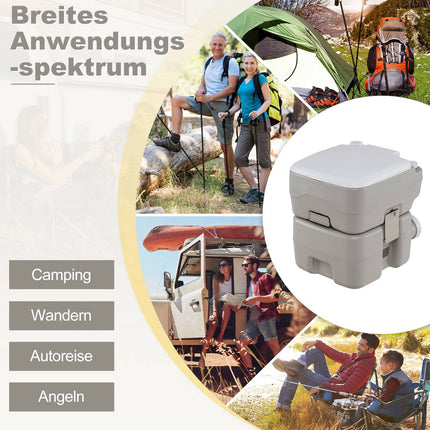 Portable Toilet with 20L Waste Tank, Pump & Funnel, Gray