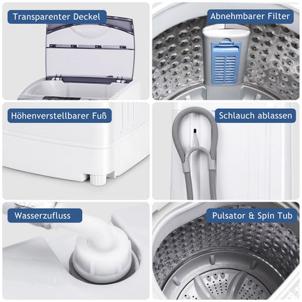Portable Top-Load Washing Machine, 4.5KG Capacity, 10 Programs