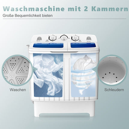 Portable Twin Tub Washing Machine, 5kg Wash 3kg Spin
