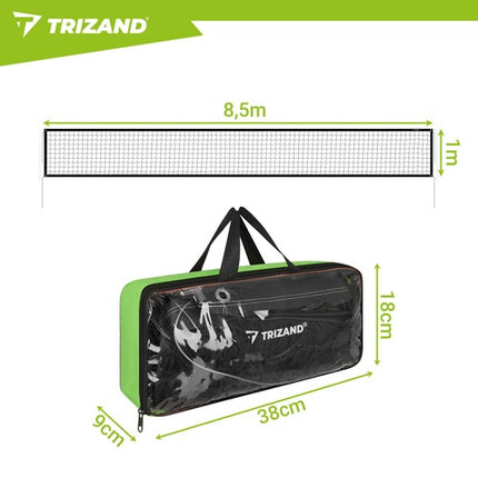 Portable Volleyball Net with Bag, 8.5x1m, Black