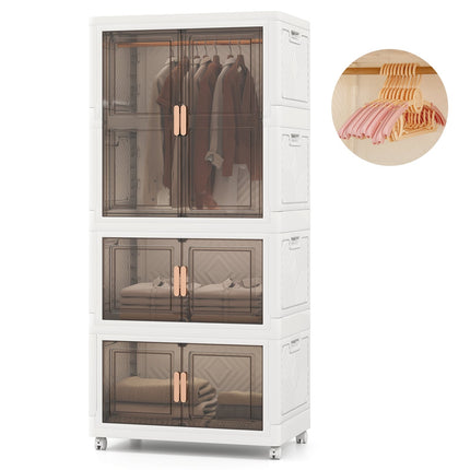 Portable Wardrobe with 10 Hangers, 421L, Wheels, Foldable