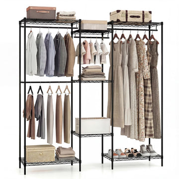 Portable Wardrobe with L-Shape & Horizontal Mount, Black