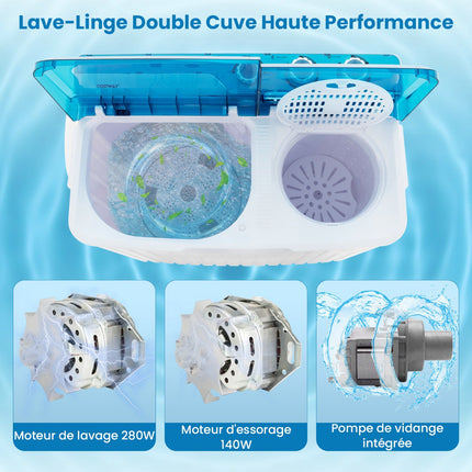 Portable Washing Machine – Twin Tub, 7.5kg Wash, 3kg Spin