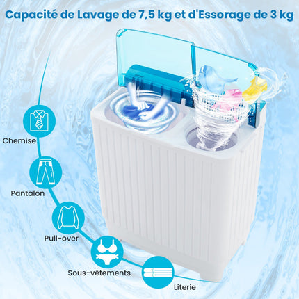 Portable Washing Machine – Twin Tub, 7.5kg Wash, 3kg Spin