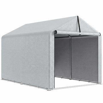 Portable Waterproof Storage Tent with Roll-Up Door, Light Grey