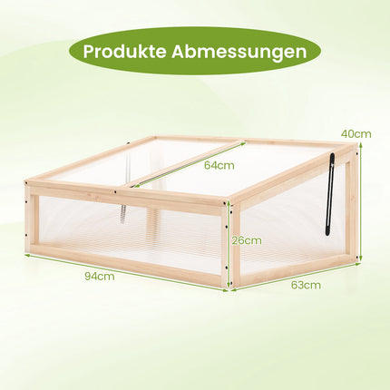 Portable Wooden Greenhouse with Adjustable Roof, 94x63x40 cm