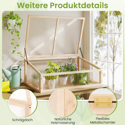 Portable Wooden Greenhouse with Adjustable Roof, 94x63x40 cm