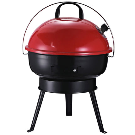 Portable charcoal grill with wind protection, metal