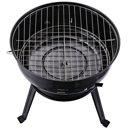 Portable charcoal grill with wind protection, metal