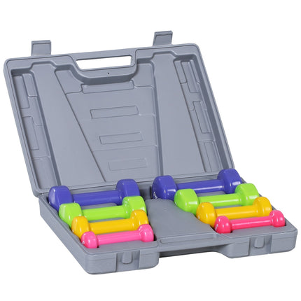 Portable dumbbell set with case, 4 pairs, 1-2 kg