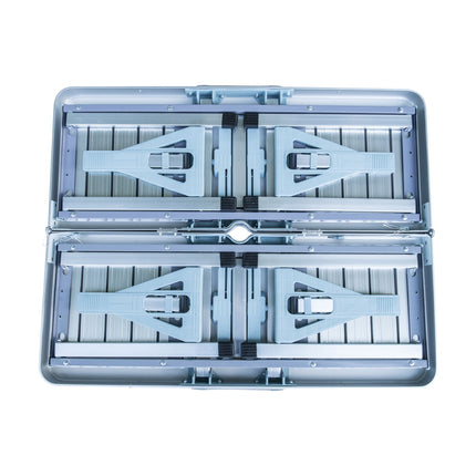 Portable folding aluminum table with seats, Silver, 85x68 Cm