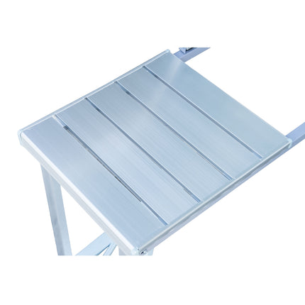 Portable folding aluminum table with seats, Silver, 85x68 Cm