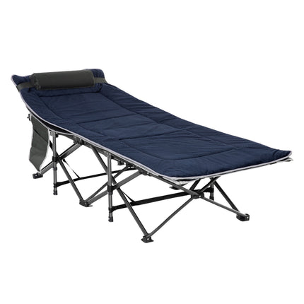Campingbed opklapbaar kampeerbed opklapbed met kussen zijzakmatras logeerbed belastbaar tot 150 kg reizen buiten Oxford donkerblauw + grijs 188 x 64,5 x 53 cm Aosoom