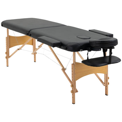 Portable folding massage table, adjustable height, black