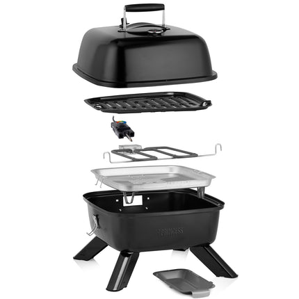 Portable hybrid grill 2-in-1 electric or charcoal