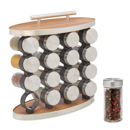 Portable spice rack with 16 jars