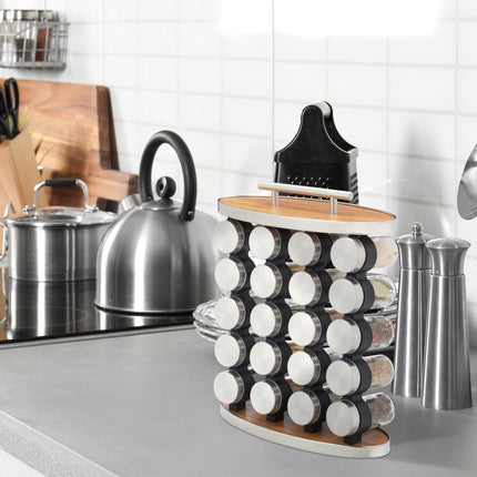 Portable spice rack with 20 jars