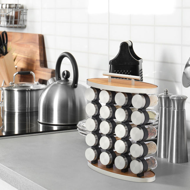 Portable spice rack with 20 jars