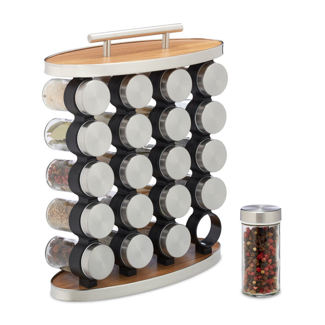 Portable spice rack with 20 jars