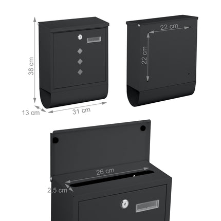 Postbox with Newspaper Holder – Matte Metal Finish