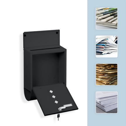Postbox with Newspaper Holder – Matte Metal Finish