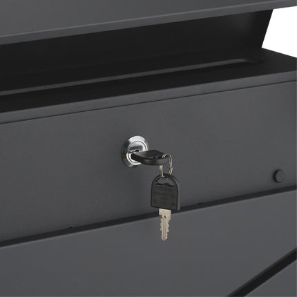Postbox with Newspaper Slot – Matte Black Steel