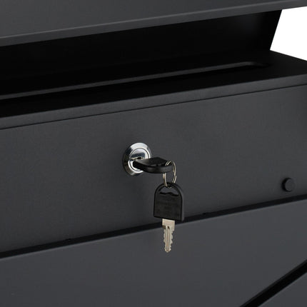 Postbox with Newspaper Slot – Matte Black Steel