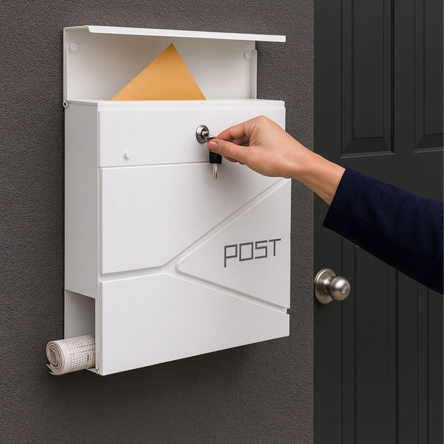 Postbox with Newspaper Slot – Matte Black Steel