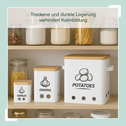 Potato, Onion, Garlic Storage Box Set – 3 Pieces